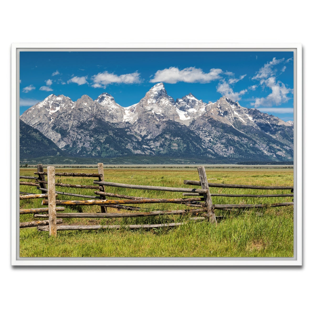 AUTO-MOCKUP WHITE | Grand Tetons and corral fence | 1 Piece | White Framed Canvas | group=4x3