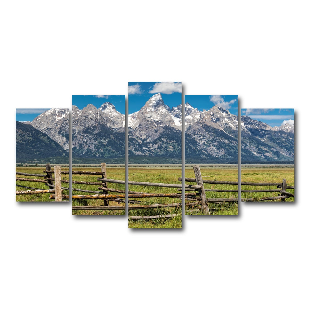 AUTO-MOCKUP WHITE | Grand Tetons and corral fence | 5 Piece | Gallery Wrap Canvas | group=5_normal