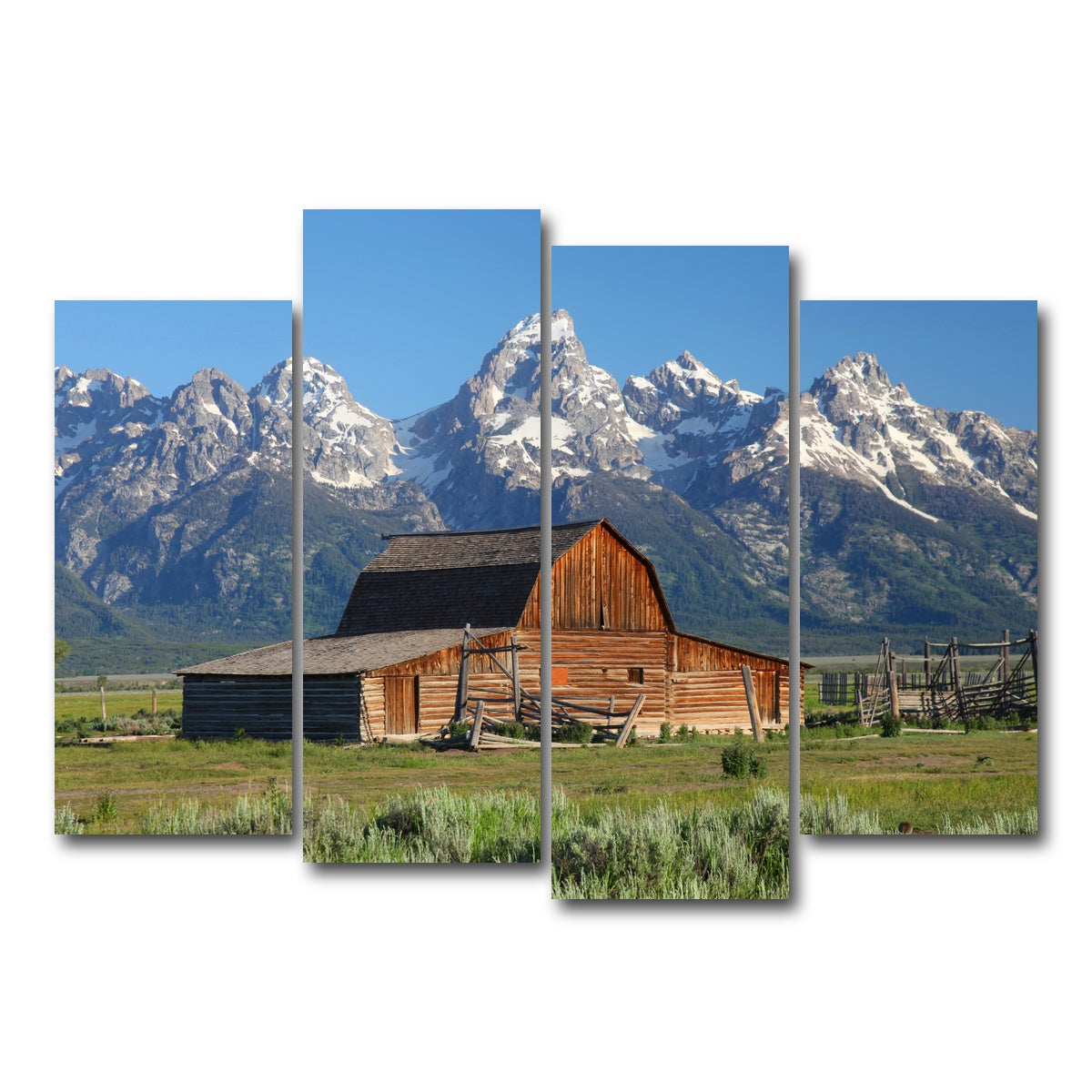 AUTO-MOCKUP WHITE | Grand Tetons and old barn | 4 Piece | Gallery Wrap Canvas | group=4_normal