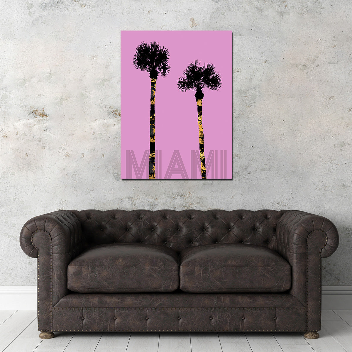 Graphic Art PALM TREES MIAMI Pink Wall Art