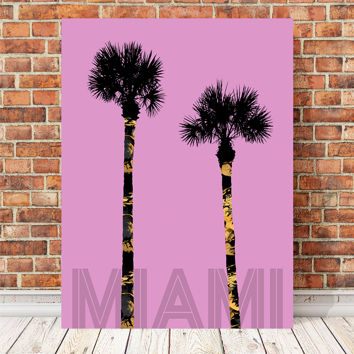 Graphic Art PALM TREES MIAMI Pink Wall Art