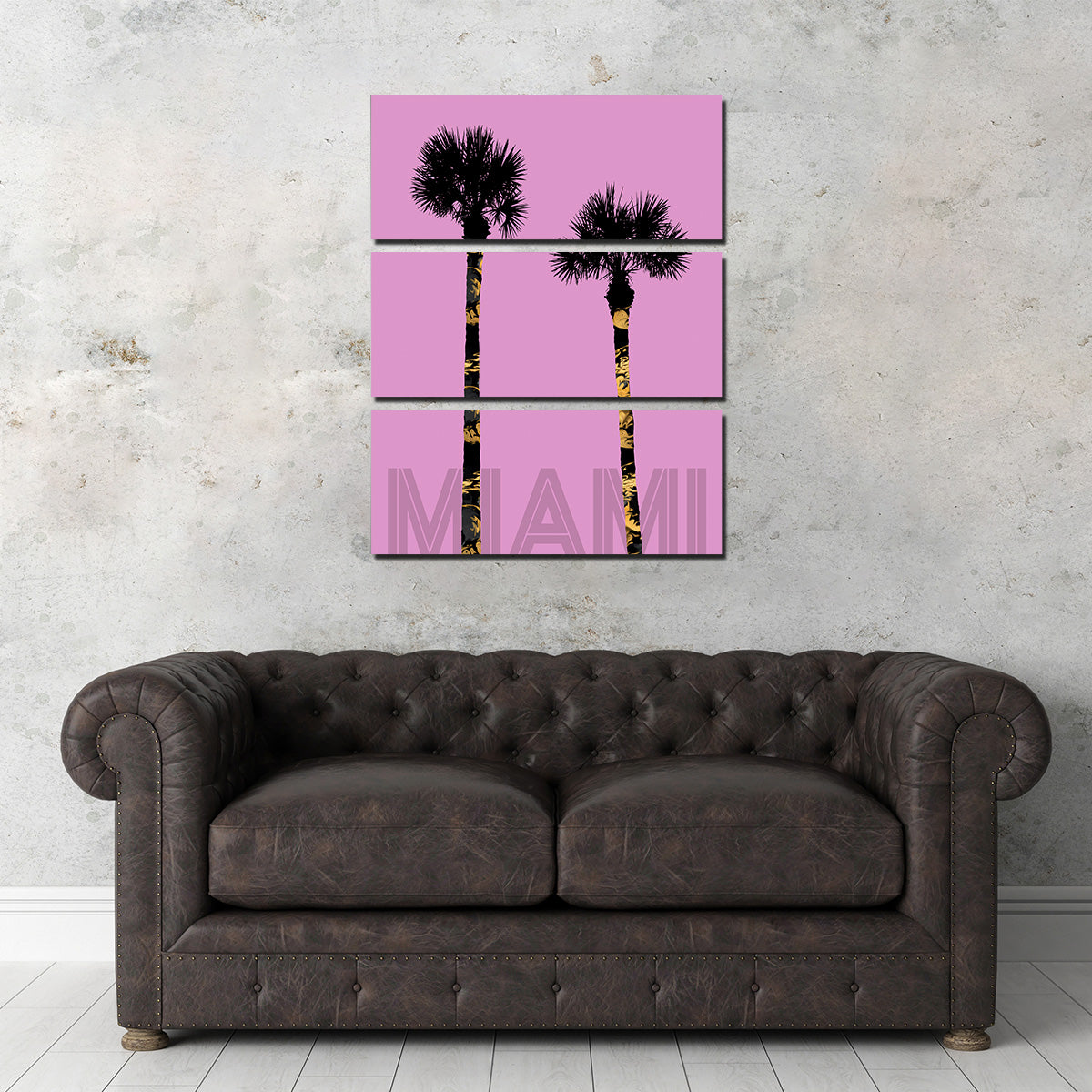 Graphic Art PALM TREES MIAMI Pink Wall Art
