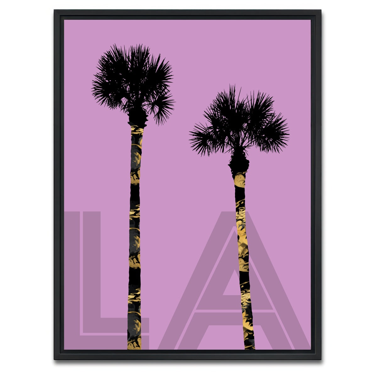 AUTO-MOCKUP WHITE | Graphic Art PALM TREES LA pink | 1 Piece | Black Framed Canvas | group=3x4