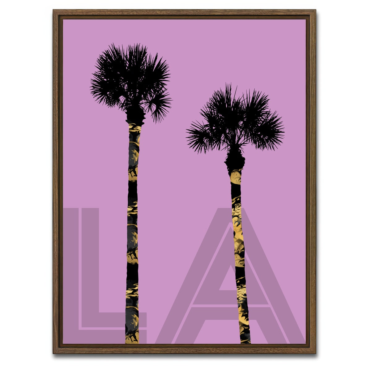 AUTO-MOCKUP WHITE | Graphic Art PALM TREES LA pink | 1 Piece | Walnut Framed Canvas | group=3x4