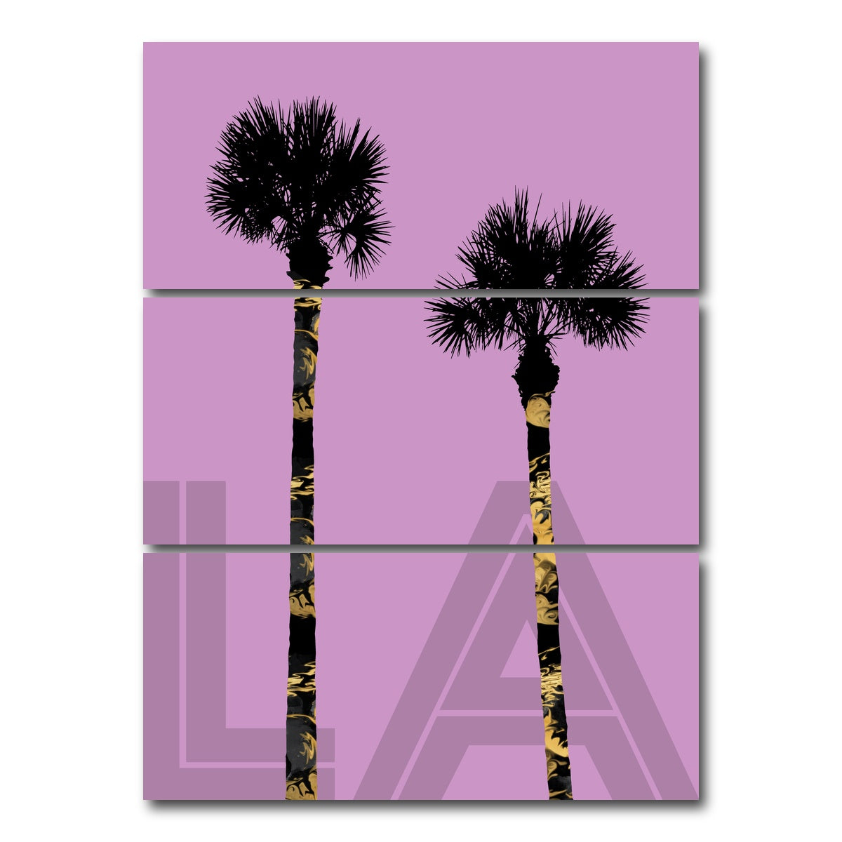 AUTO-MOCKUP WHITE | Graphic Art PALM TREES LA pink | 3 Piece | Gallery Wrap Canvas | group=8x18_stacked