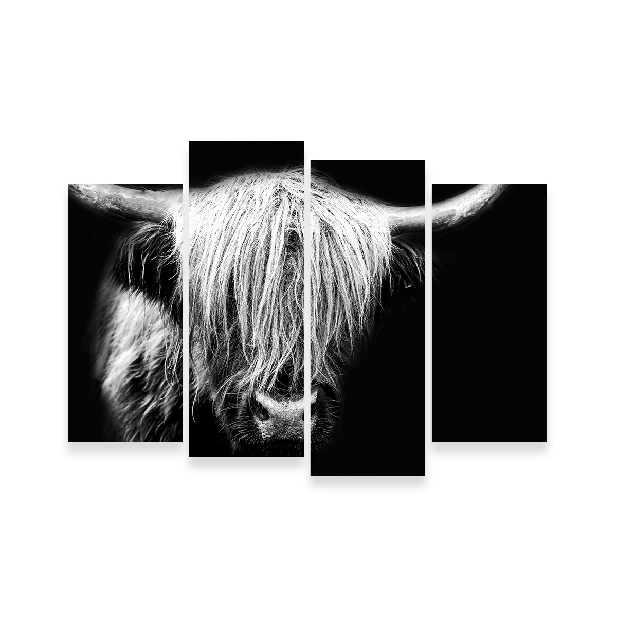 Grayscale Highland Cow Wall Art