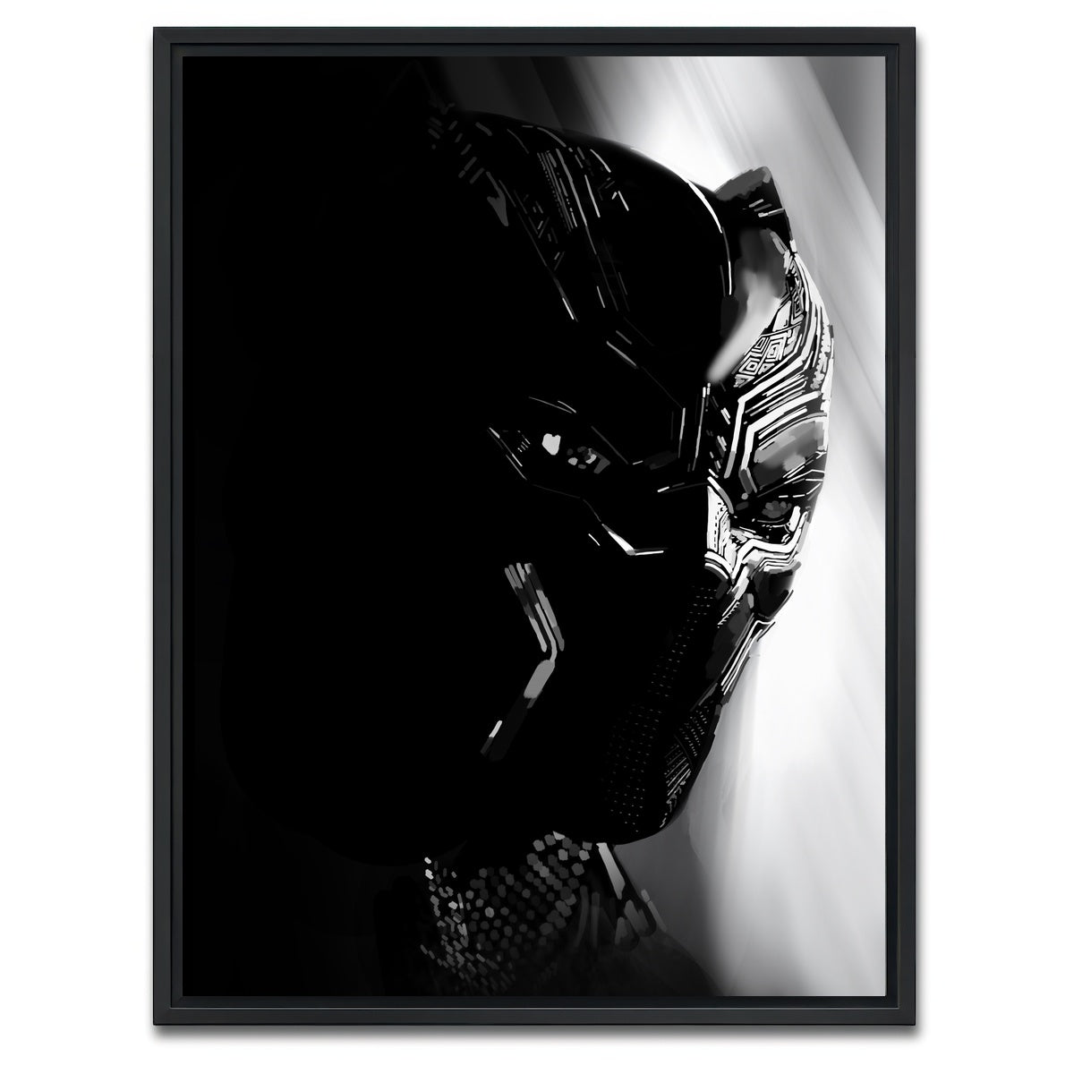 AUTO-MOCKUP WHITE | Grayscale Black Panther | 1 Piece | Black Framed Canvas | group=3x4