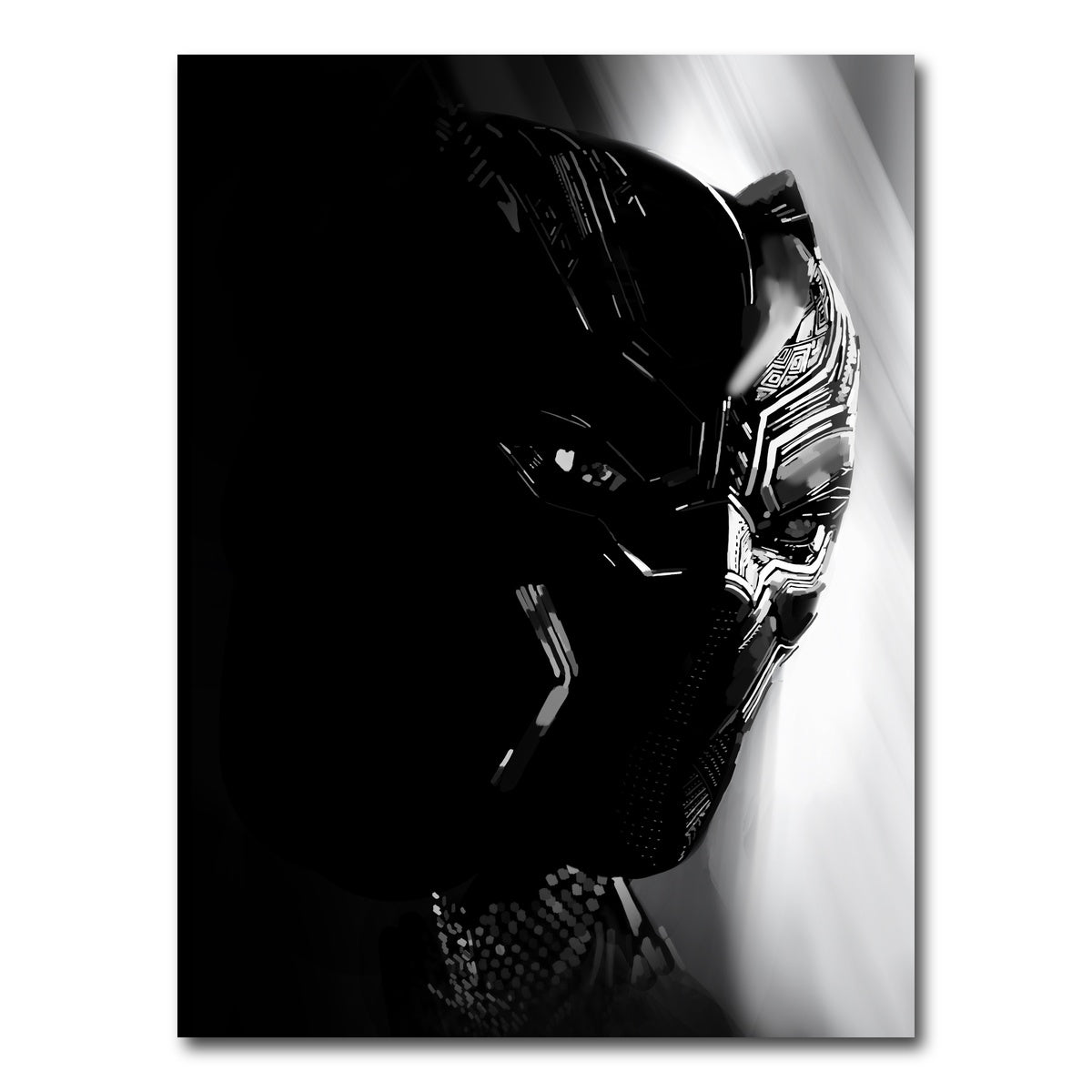 AUTO-MOCKUP WHITE | Grayscale Black Panther | 1 Piece | Gallery Wrap Canvas | group=3x4
