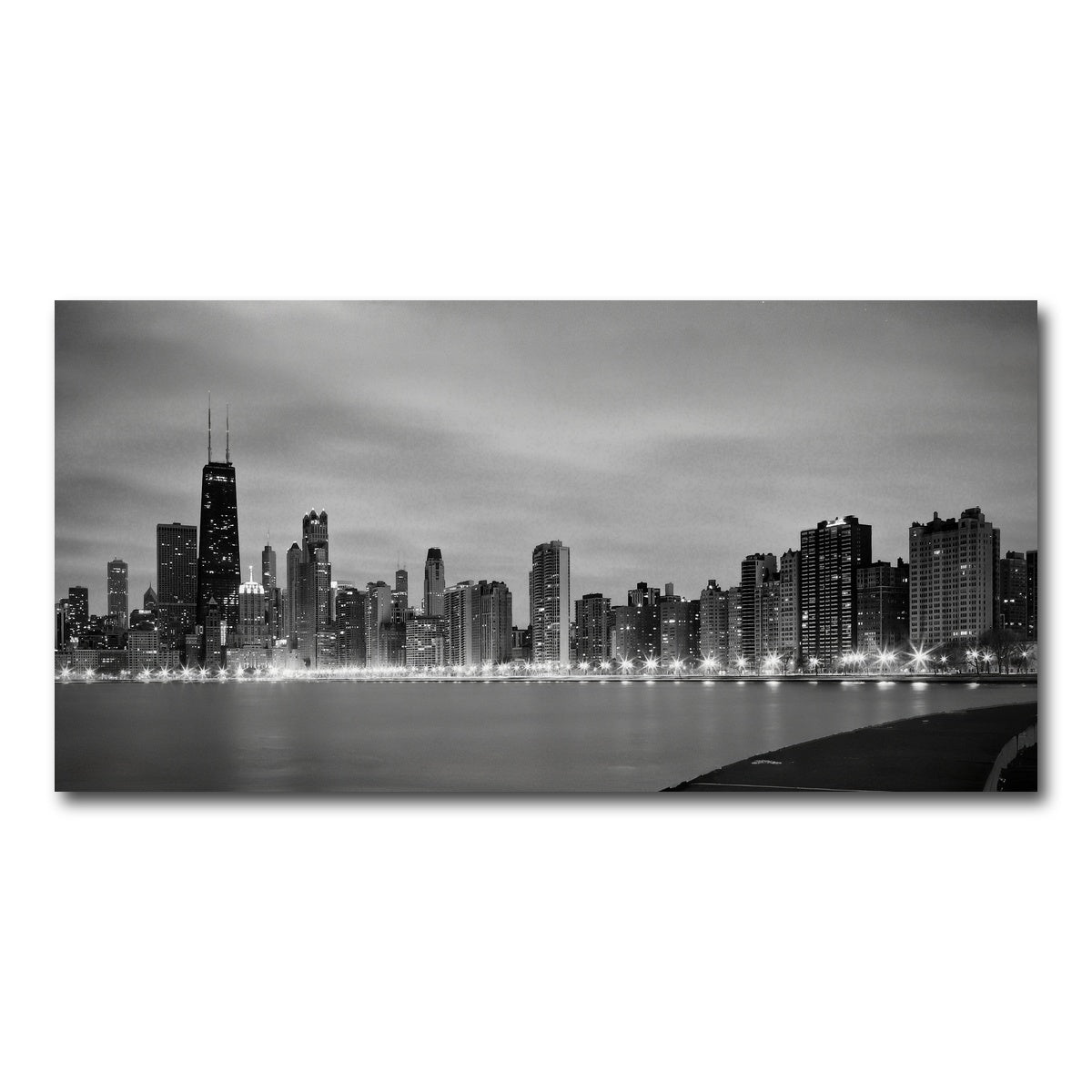 AUTO-MOCKUP WHITE | Grayscale Chicago Skyline | 1 Piece | Gallery Wrap Canvas | group=2x1