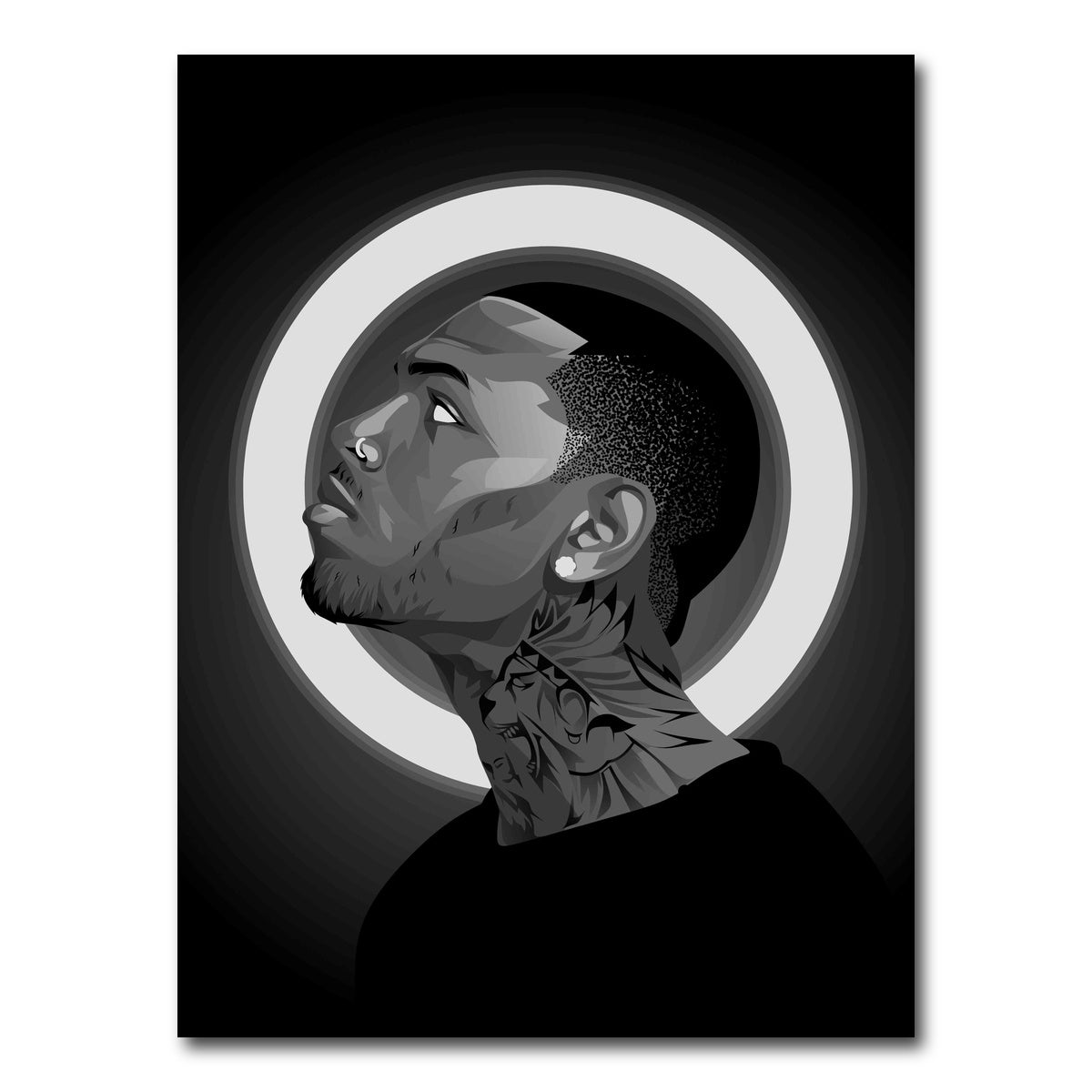 AUTO-MOCKUP WHITE | Grayscale Chris Brown | 1 Piece | Gallery Wrap Canvas | group=3x4