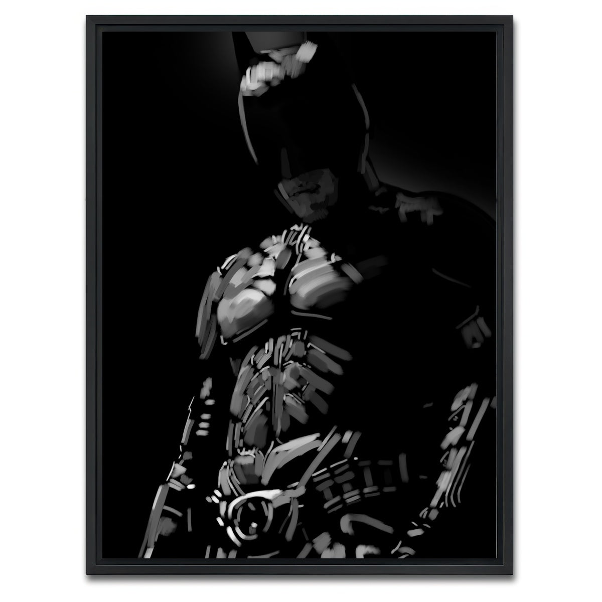 AUTO-MOCKUP WHITE | Grayscale Dark Knight | 1 Piece | Black Framed Canvas | group=3x4