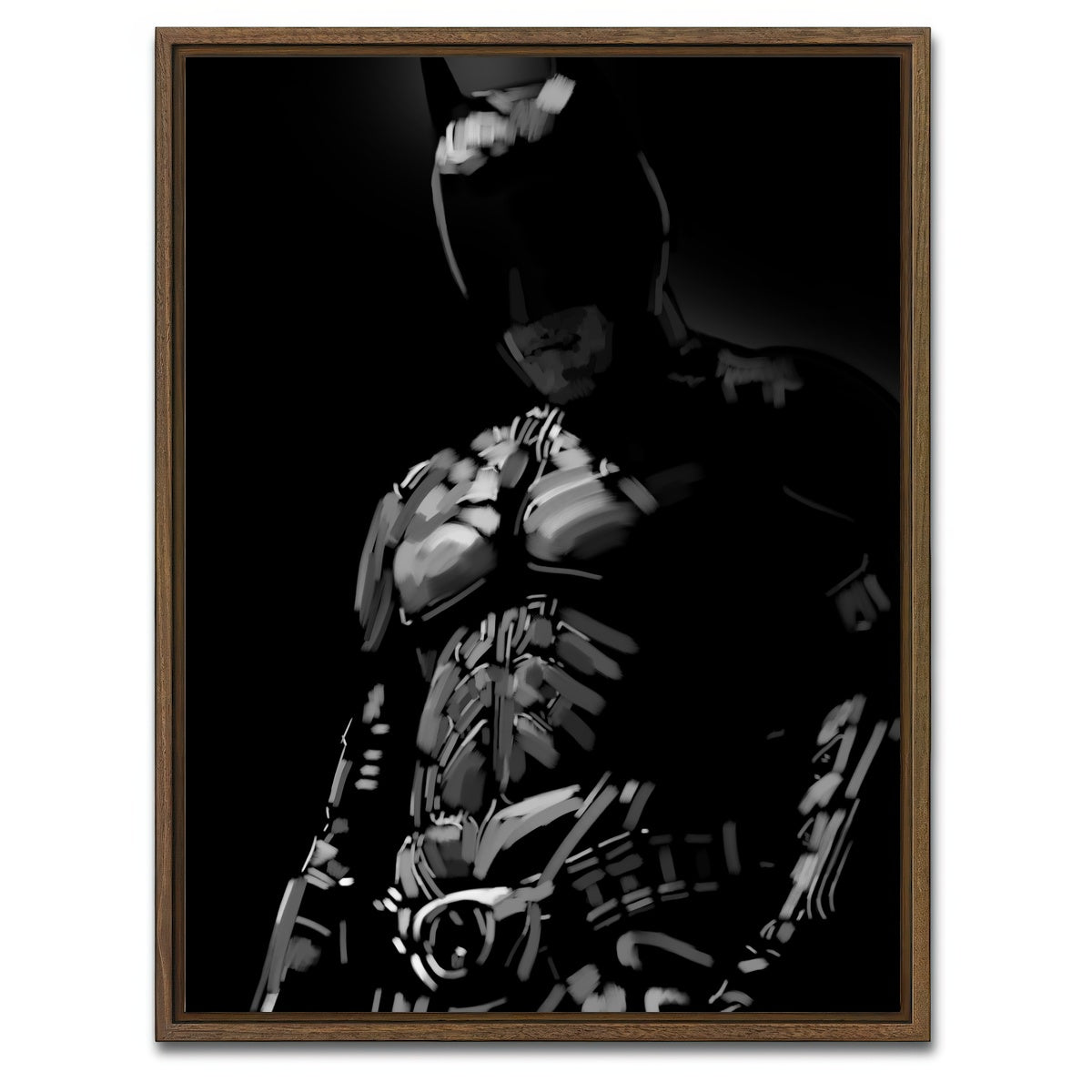 AUTO-MOCKUP WHITE | Grayscale Dark Knight | 1 Piece | Walnut Framed Canvas | group=3x4