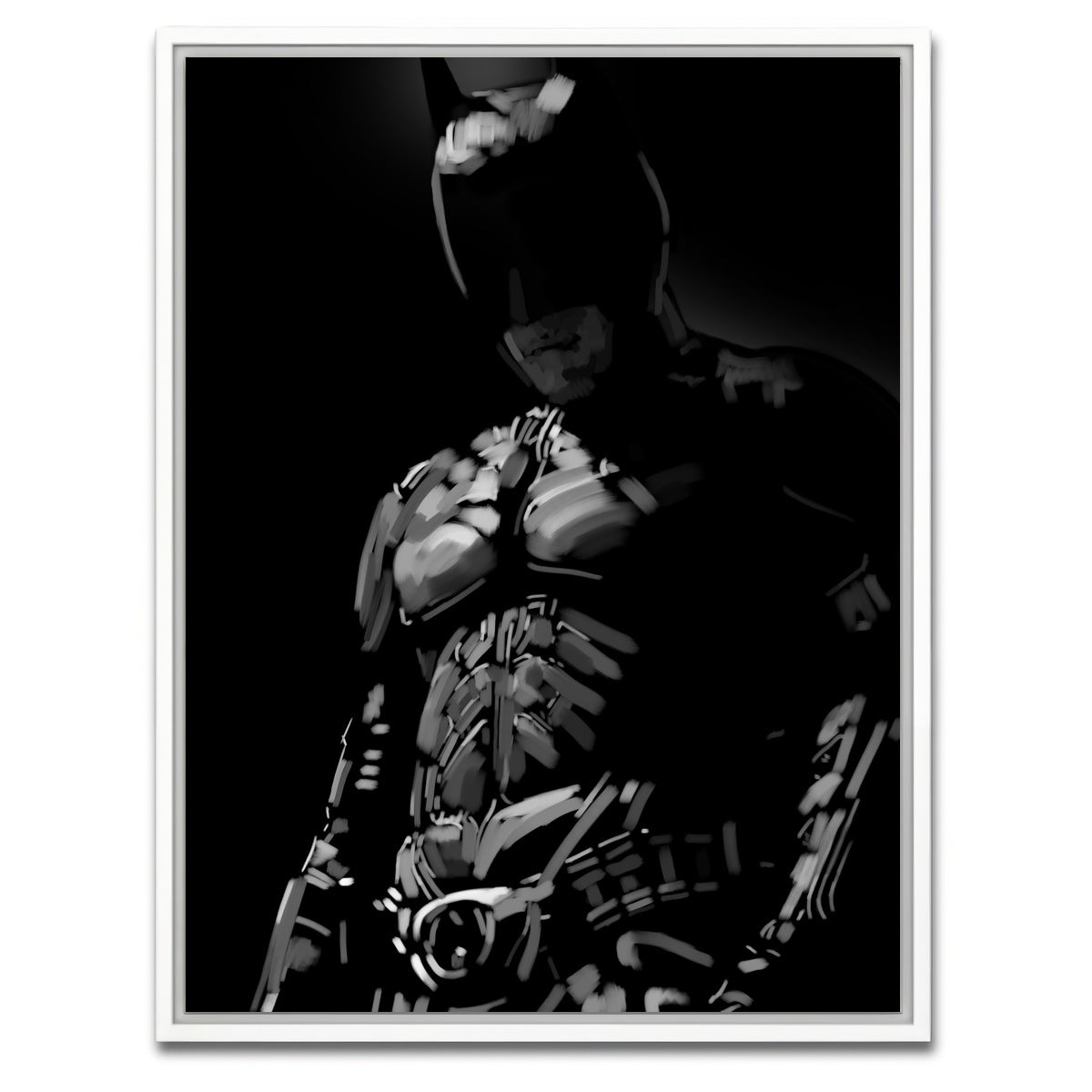 AUTO-MOCKUP WHITE | Grayscale Dark Knight | 1 Piece | White Framed Canvas | group=3x4