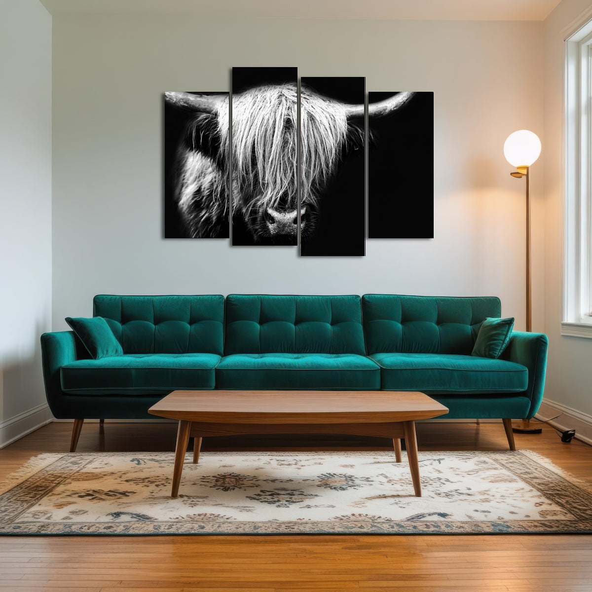 AUTO-MOCKUP ROOM | Grayscale Highland Cow