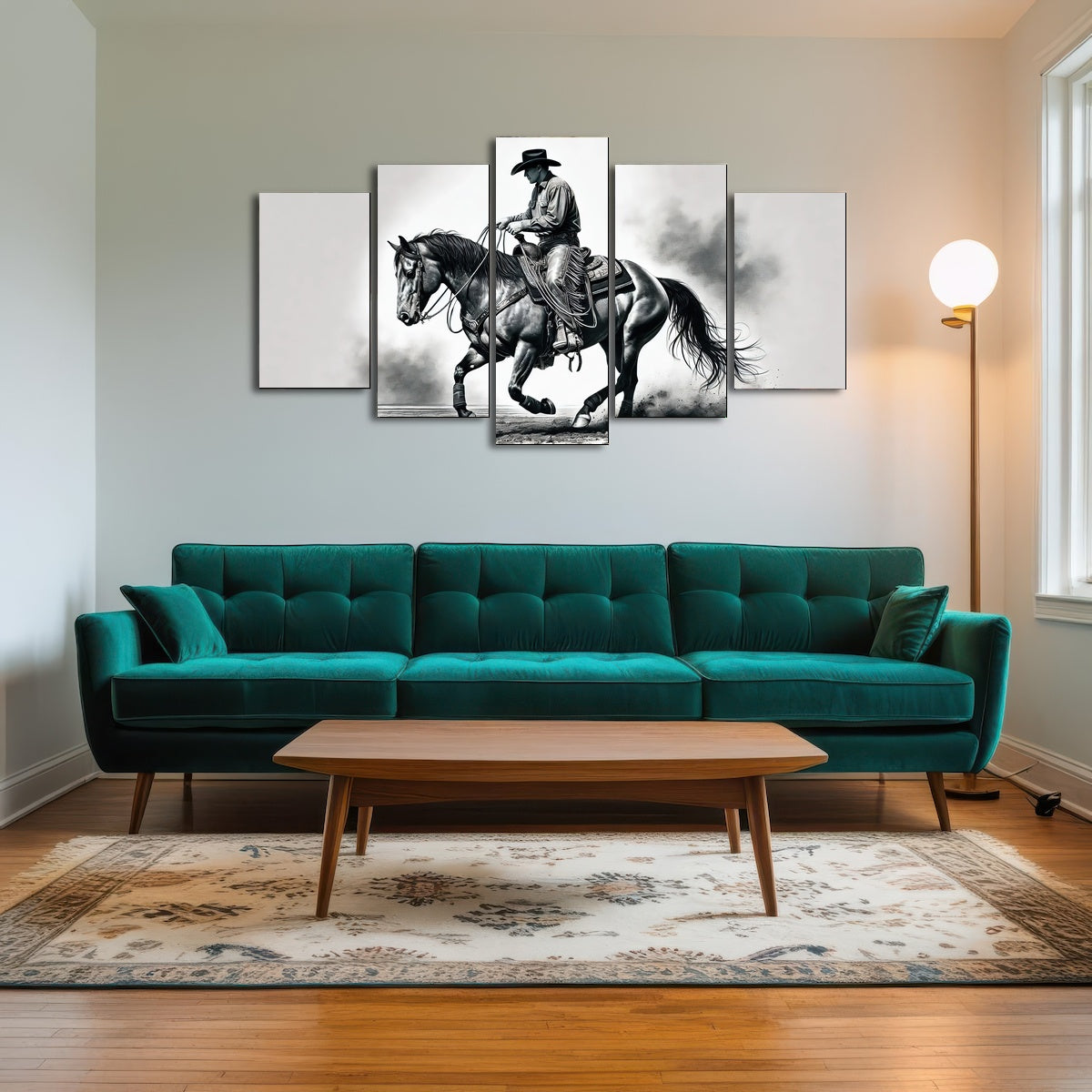 AUTO-MOCKUP ROOM | Grayscale Horse and Cowboy
