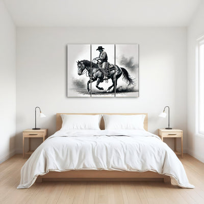 AUTO-MOCKUP ROOM | Grayscale Horse and Cowboy