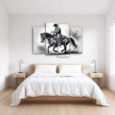 AUTO-MOCKUP ROOM | Grayscale Horse and Cowboy