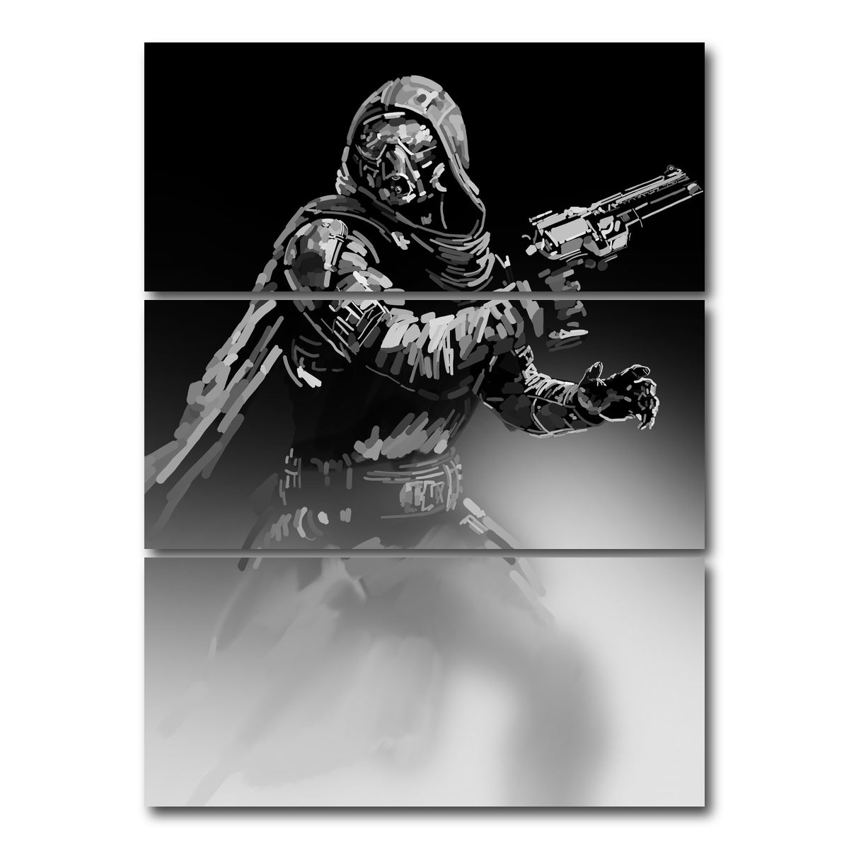 AUTO-MOCKUP WHITE | Grayscale Hunter | 3 Piece | Gallery Wrap Canvas | group=8x18_stacked