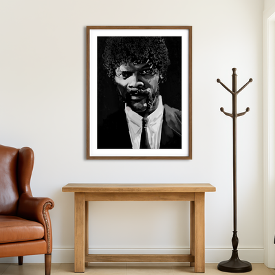 AUTO-MOCKUP ROOM | Grayscale Jules Winnfield Wall Art