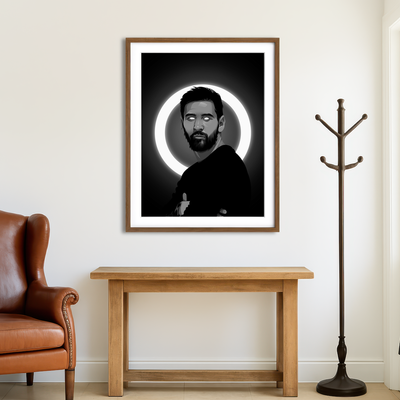 AUTO-MOCKUP ROOM | Grayscale Lionel Messi Wall Art