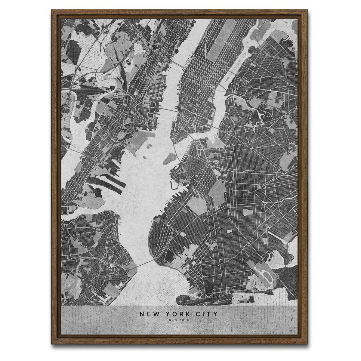 AUTO-MOCKUP WHITE | Grayscale New York City | 1 Piece | Walnut Framed Canvas | group=3x4