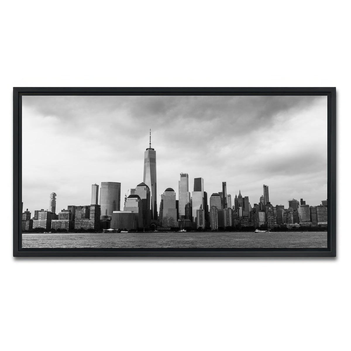 AUTO-MOCKUP WHITE | Grayscale New York | 1 Piece | Black Framed Canvas | group=2x1