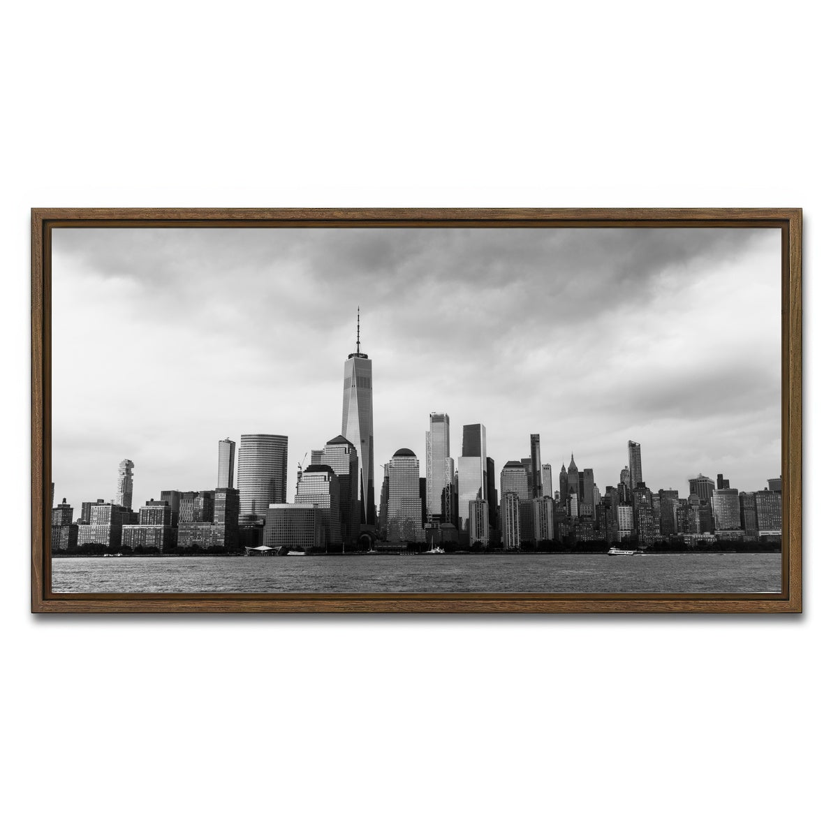 AUTO-MOCKUP WHITE | Grayscale New York | 1 Piece | Walnut Framed Canvas | group=2x1