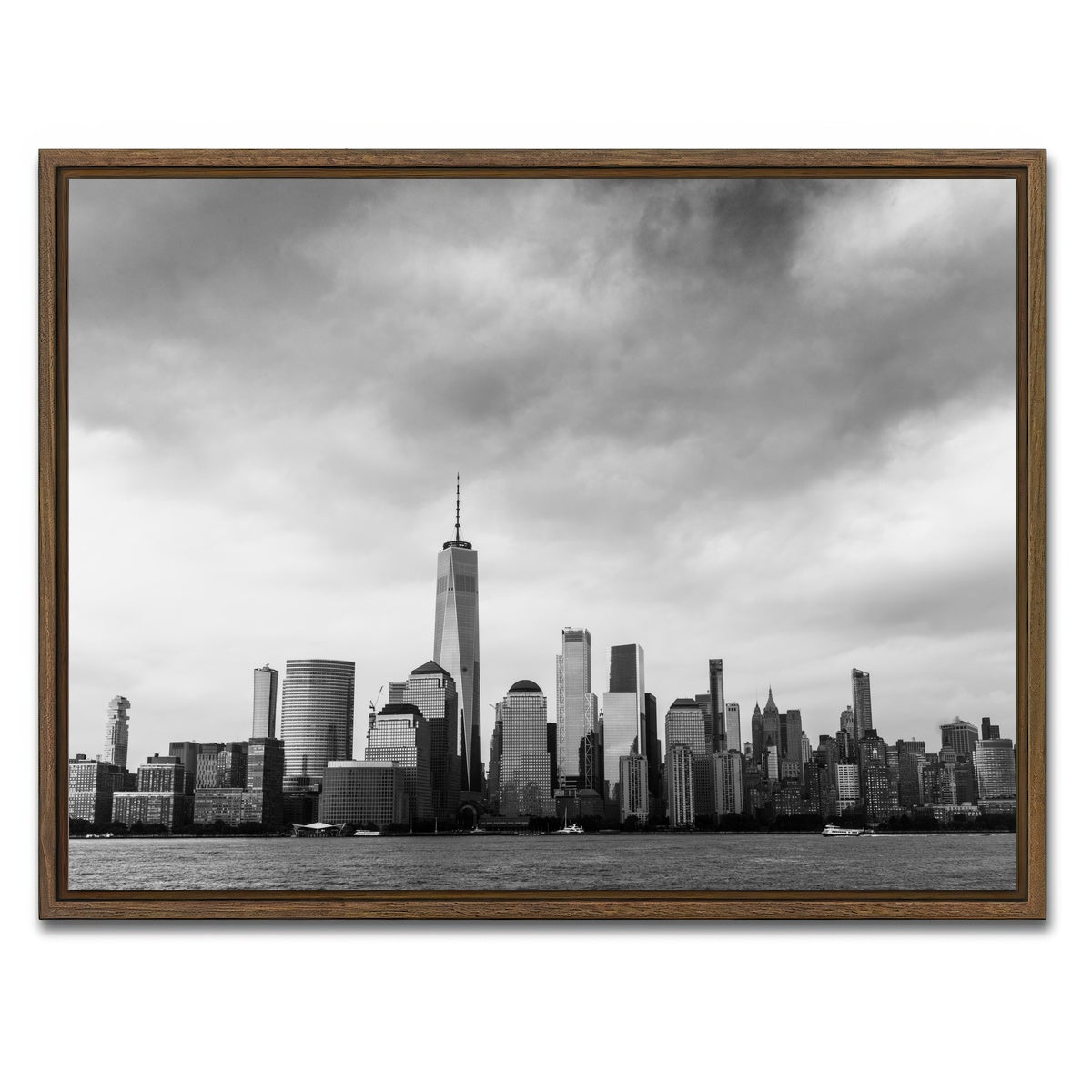 AUTO-MOCKUP WHITE | Grayscale New York | 1 Piece | Walnut Framed Canvas | group=4x3