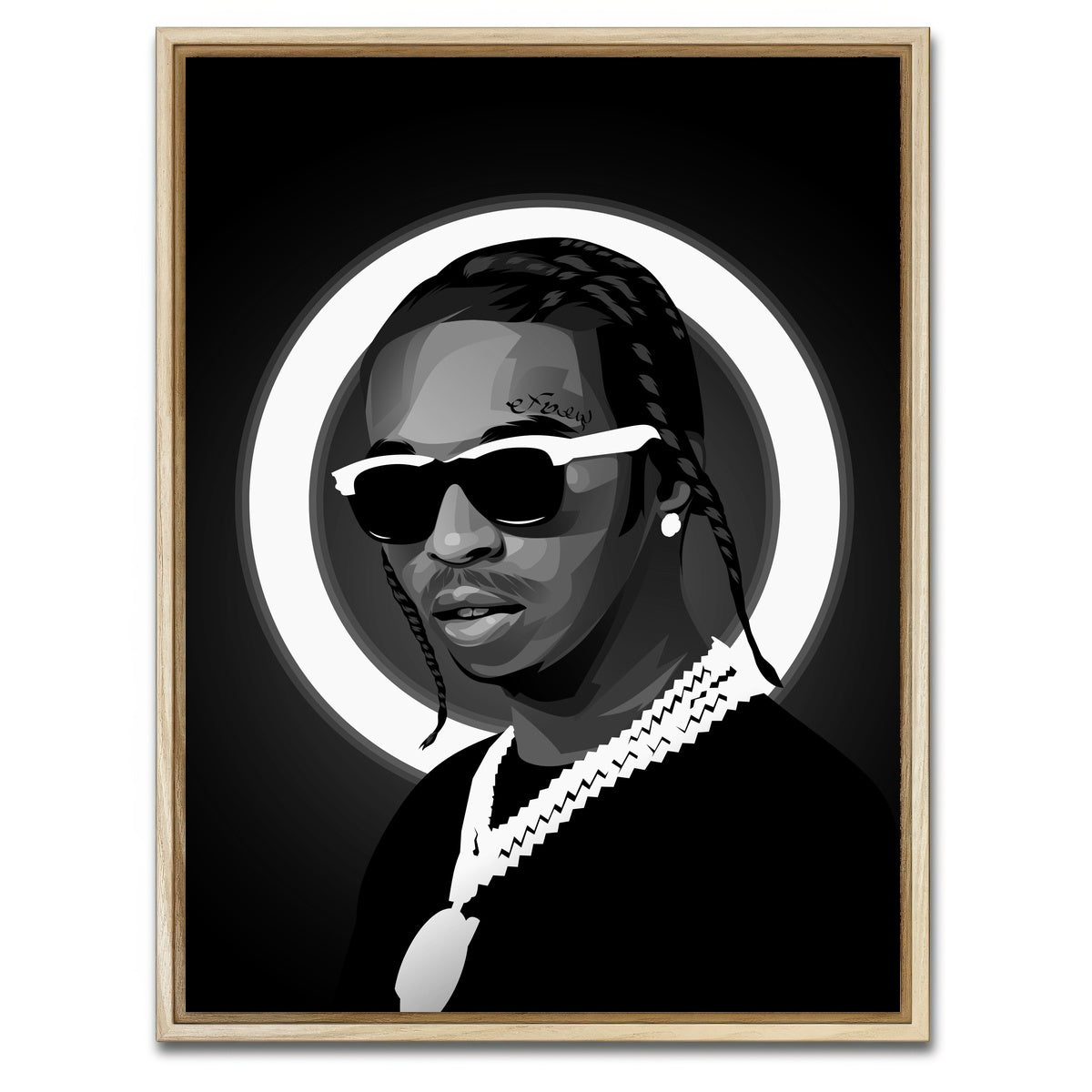 AUTO-MOCKUP WHITE | Grayscale Popsmoke | 1 Piece | Natural Framed Canvas | group=3x4