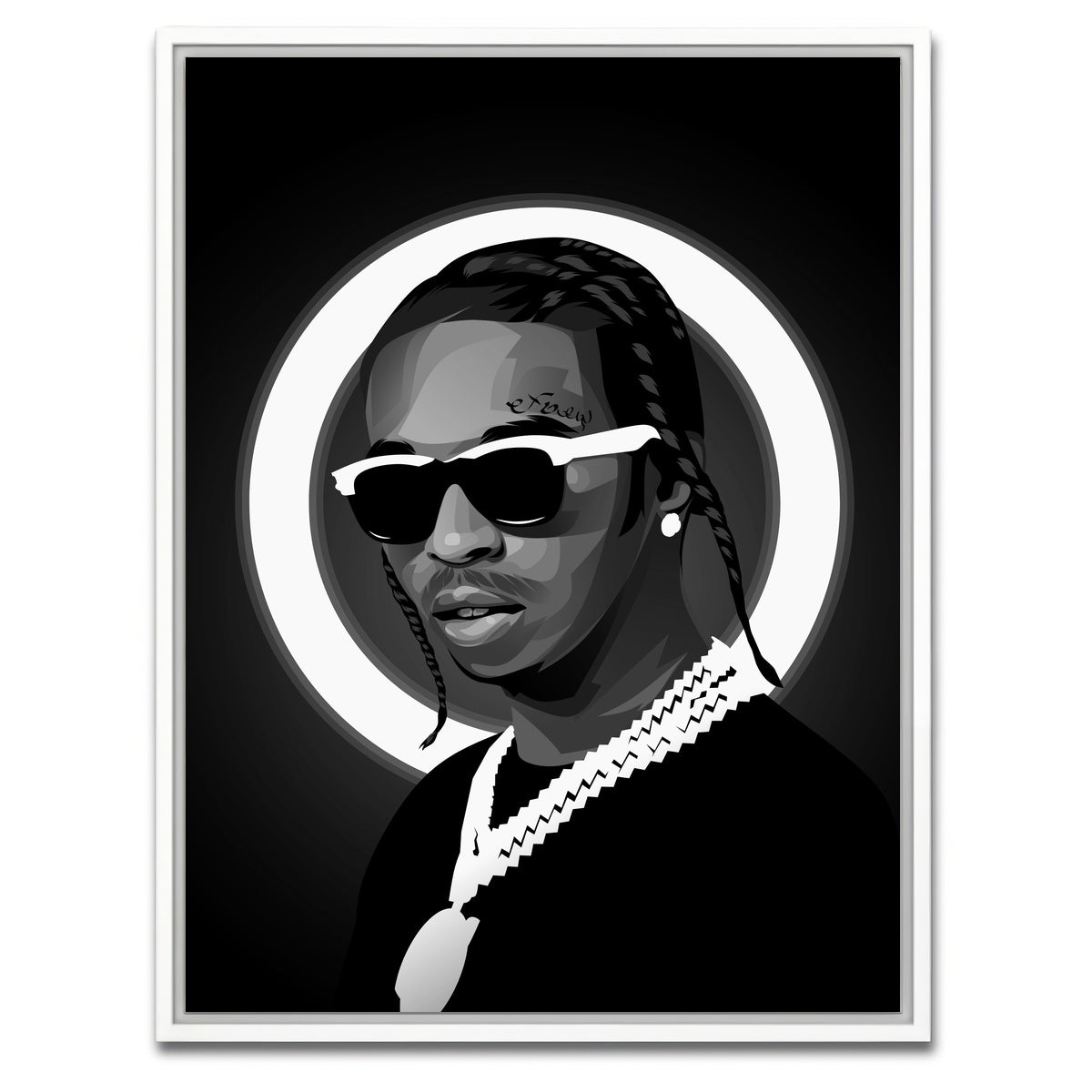 AUTO-MOCKUP WHITE | Grayscale Popsmoke | 1 Piece | White Framed Canvas | group=3x4