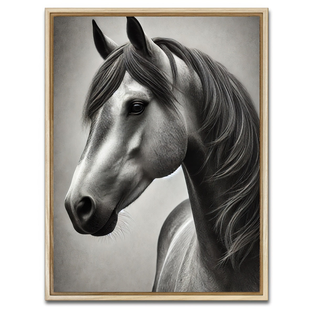 AUTO-MOCKUP WHITE | Grayscale Quarter Horse | 1 Piece | Natural Framed Canvas | group=3x4