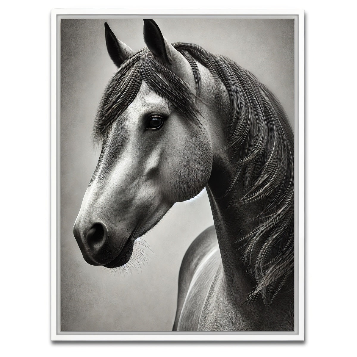 AUTO-MOCKUP WHITE | Grayscale Quarter Horse | 1 Piece | White Framed Canvas | group=3x4
