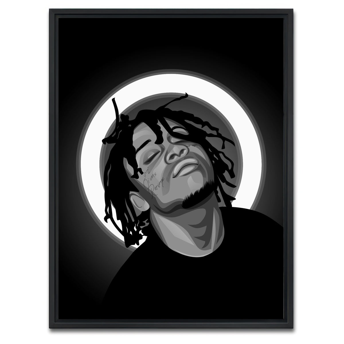 AUTO-MOCKUP WHITE | Grayscale Trippie Redd | 1 Piece | Black Framed Canvas | group=3x4
