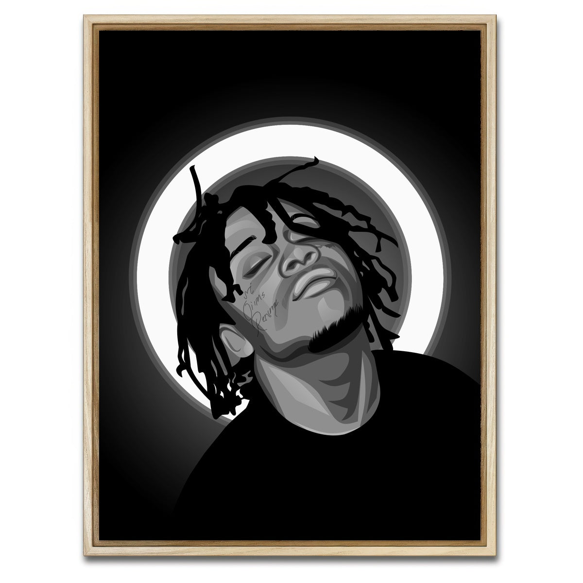 AUTO-MOCKUP WHITE | Grayscale Trippie Redd | 1 Piece | Natural Framed Canvas | group=3x4
