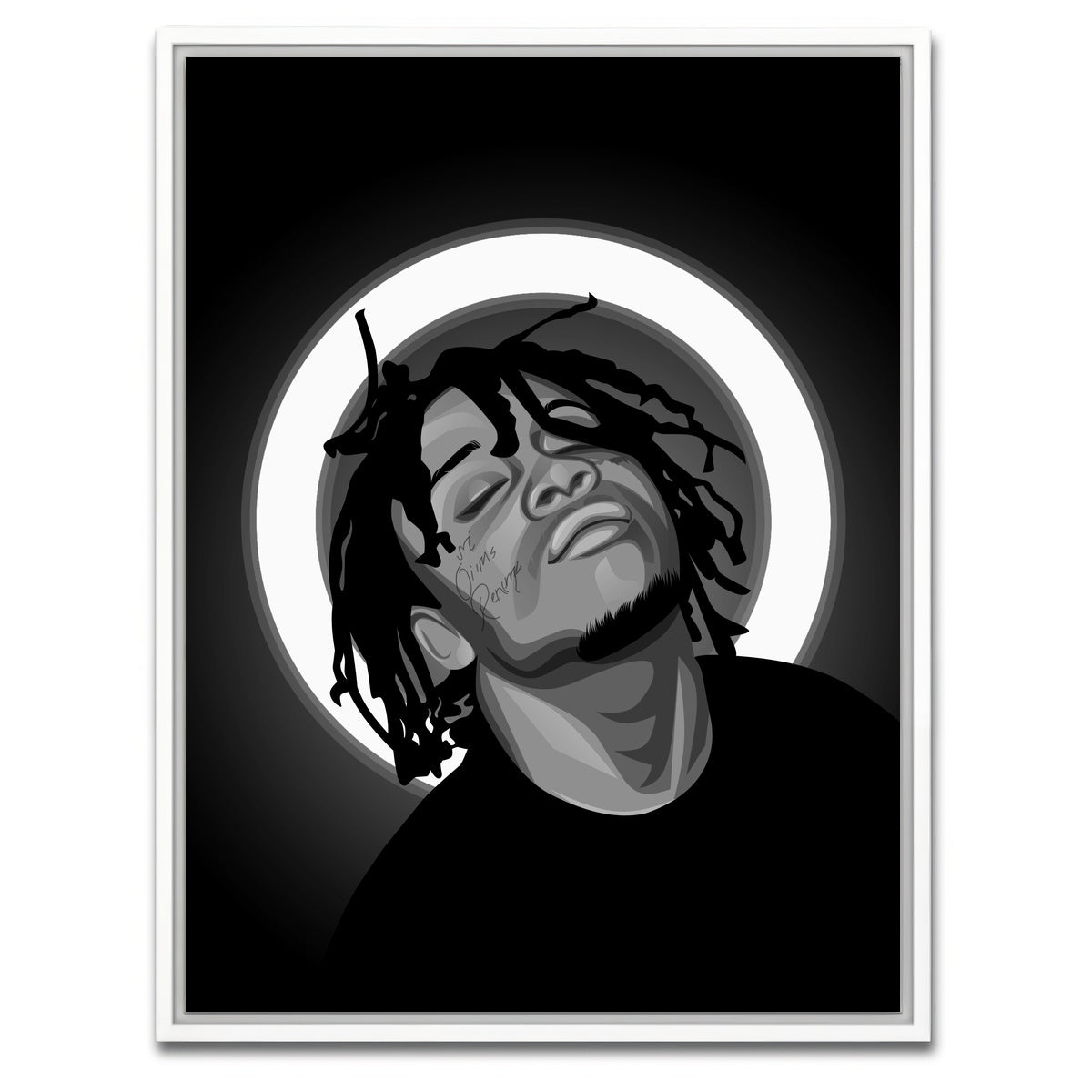 AUTO-MOCKUP WHITE | Grayscale Trippie Redd | 1 Piece | White Framed Canvas | group=3x4