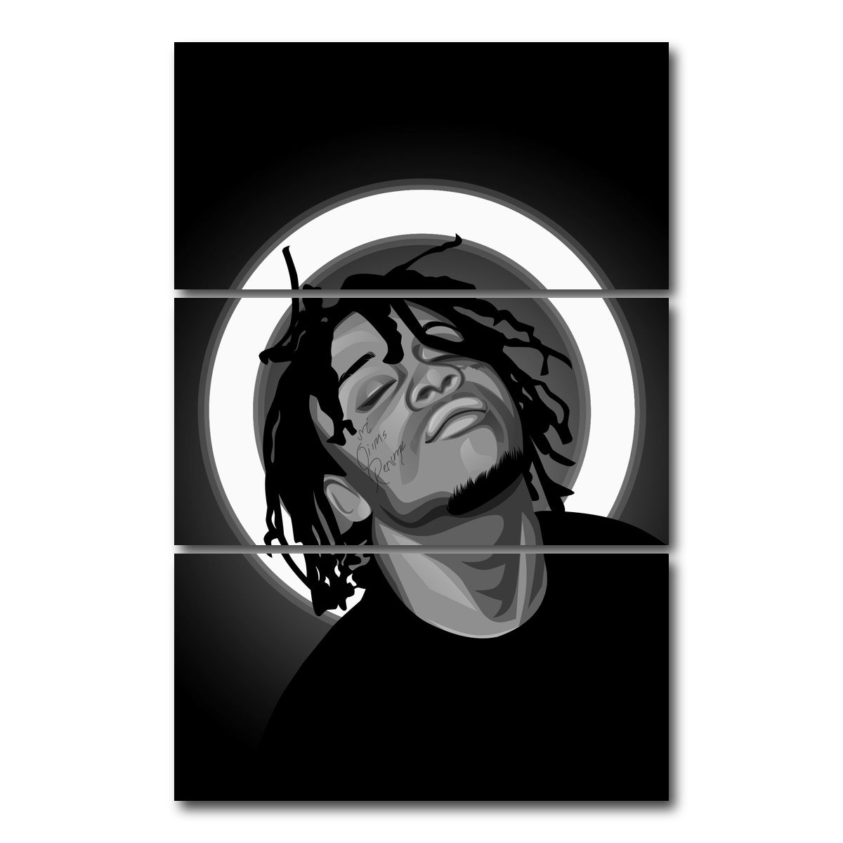 AUTO-MOCKUP WHITE | Grayscale Trippie Redd | 3 Piece | Gallery Wrap Canvas | group=12x24_stacked