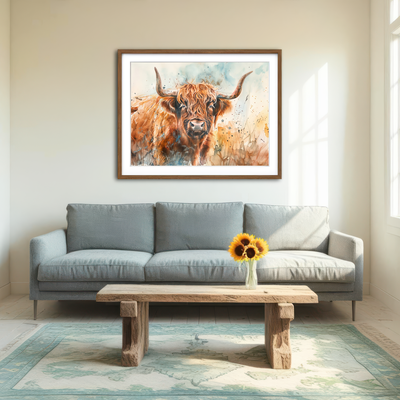 AUTO-MOCKUP ROOM | Grazing Highland Bull Wall Art