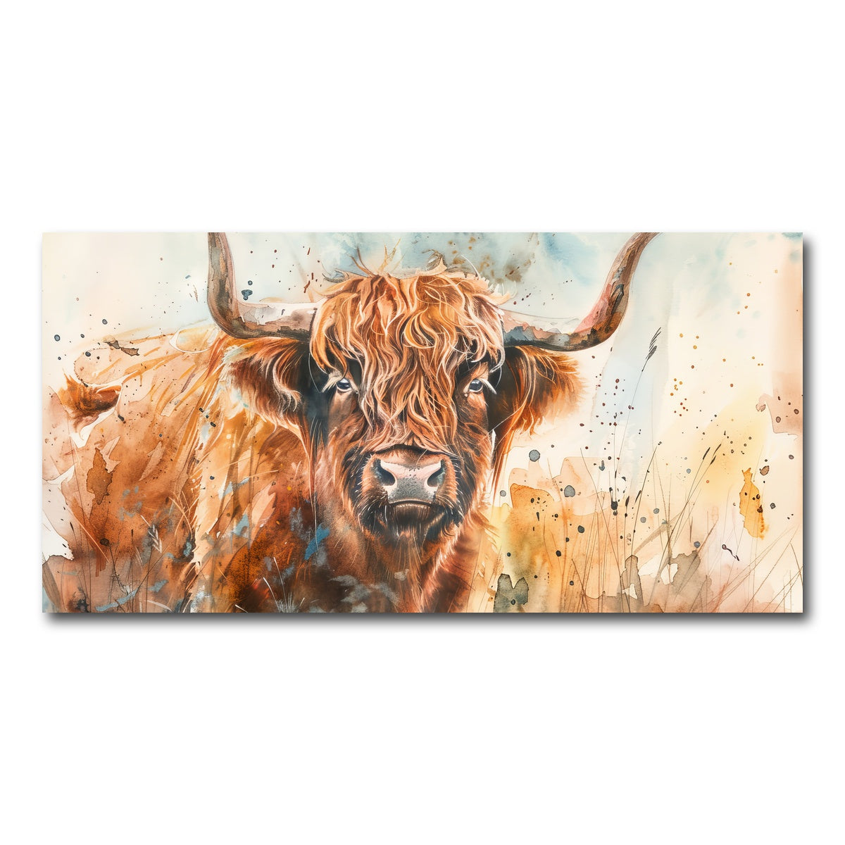 AUTO-MOCKUP WHITE | Grazing highland bull | 1 Piece | Gallery Wrap Canvas | group=2x1