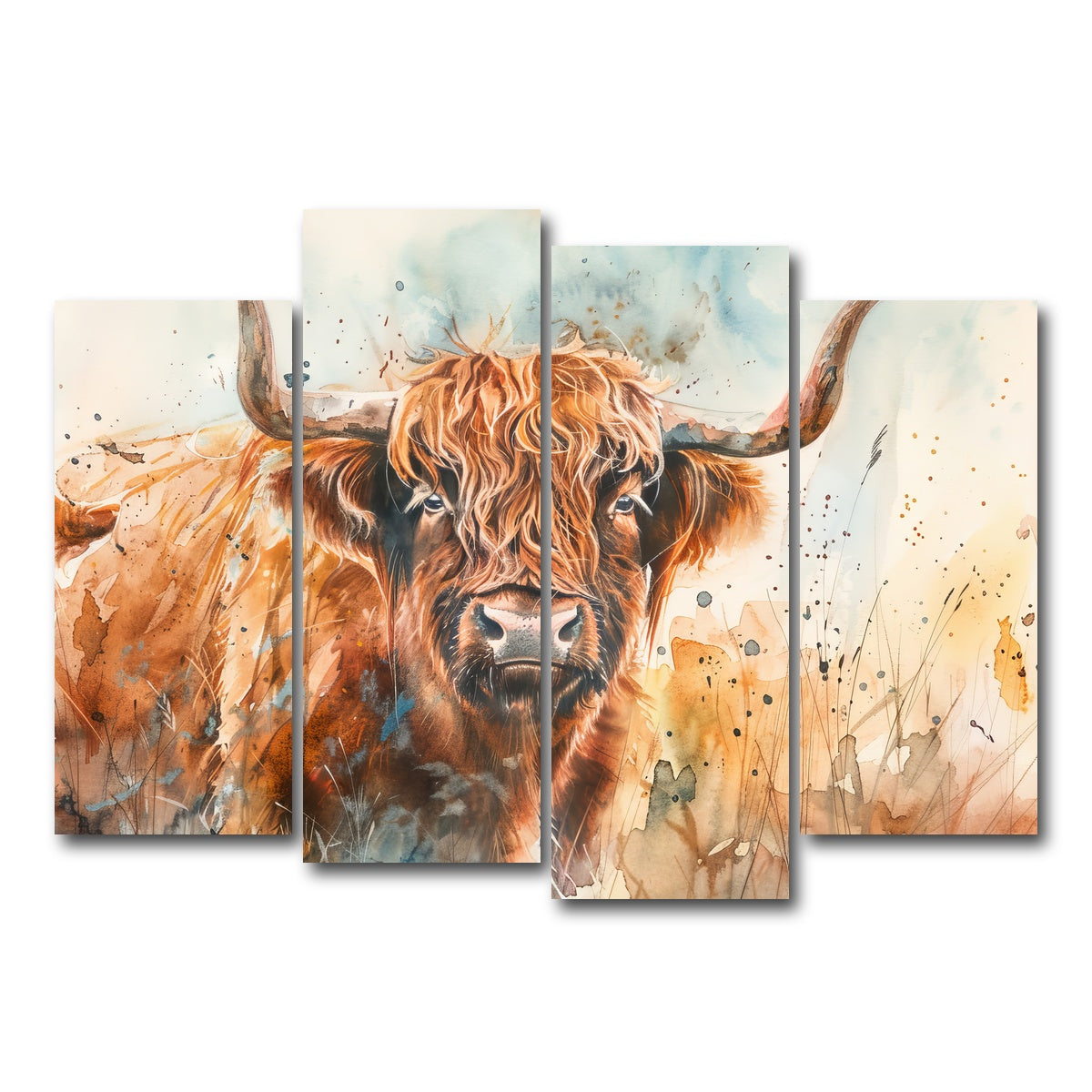 AUTO-MOCKUP WHITE | Grazing highland bull | 4 Piece | Gallery Wrap Canvas | group=4_normal