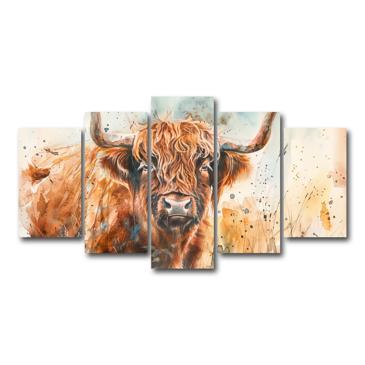 AUTO-MOCKUP WHITE | Grazing highland bull | 5 Piece | Gallery Wrap Canvas | group=5_normal
