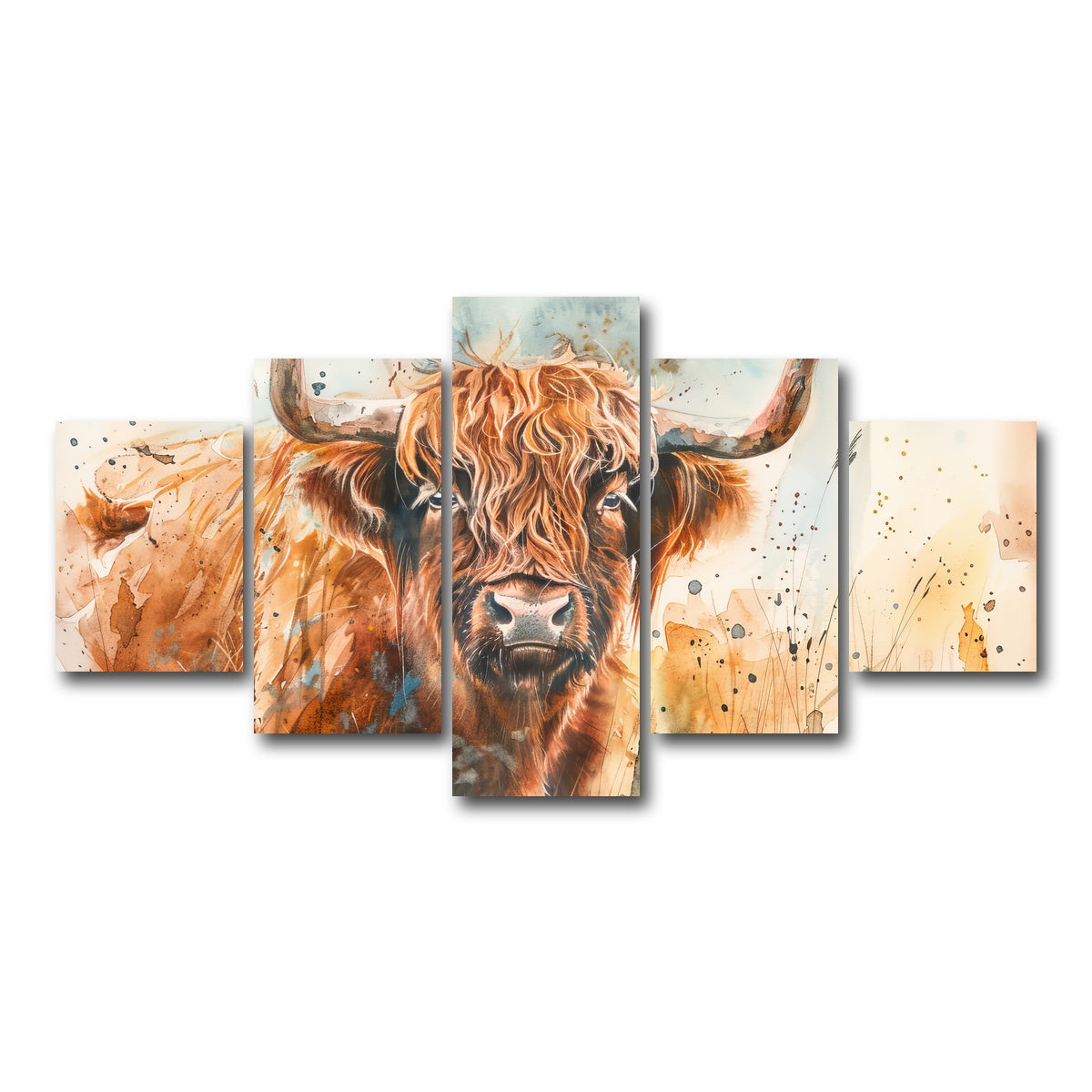 AUTO-MOCKUP WHITE | Grazing highland bull | 5 Piece | Gallery Wrap Canvas | group=5_short