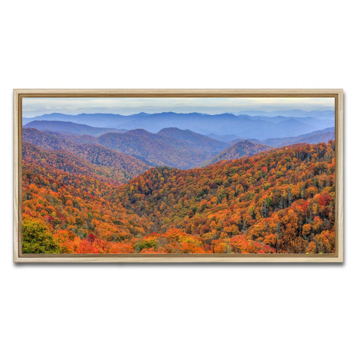 AUTO-MOCKUP WHITE | Great Smoky Mountains Autumn | 1 Piece | Natural Framed Canvas | group=2x1