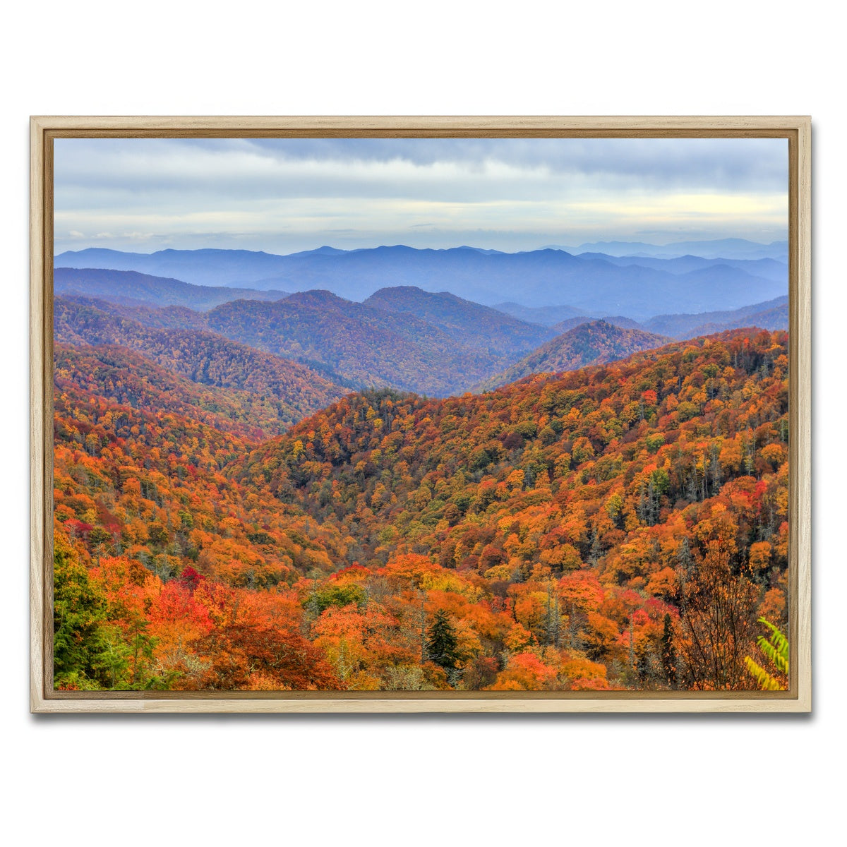 AUTO-MOCKUP WHITE | Great Smoky Mountains Autumn | 1 Piece | Natural Framed Canvas | group=4x3
