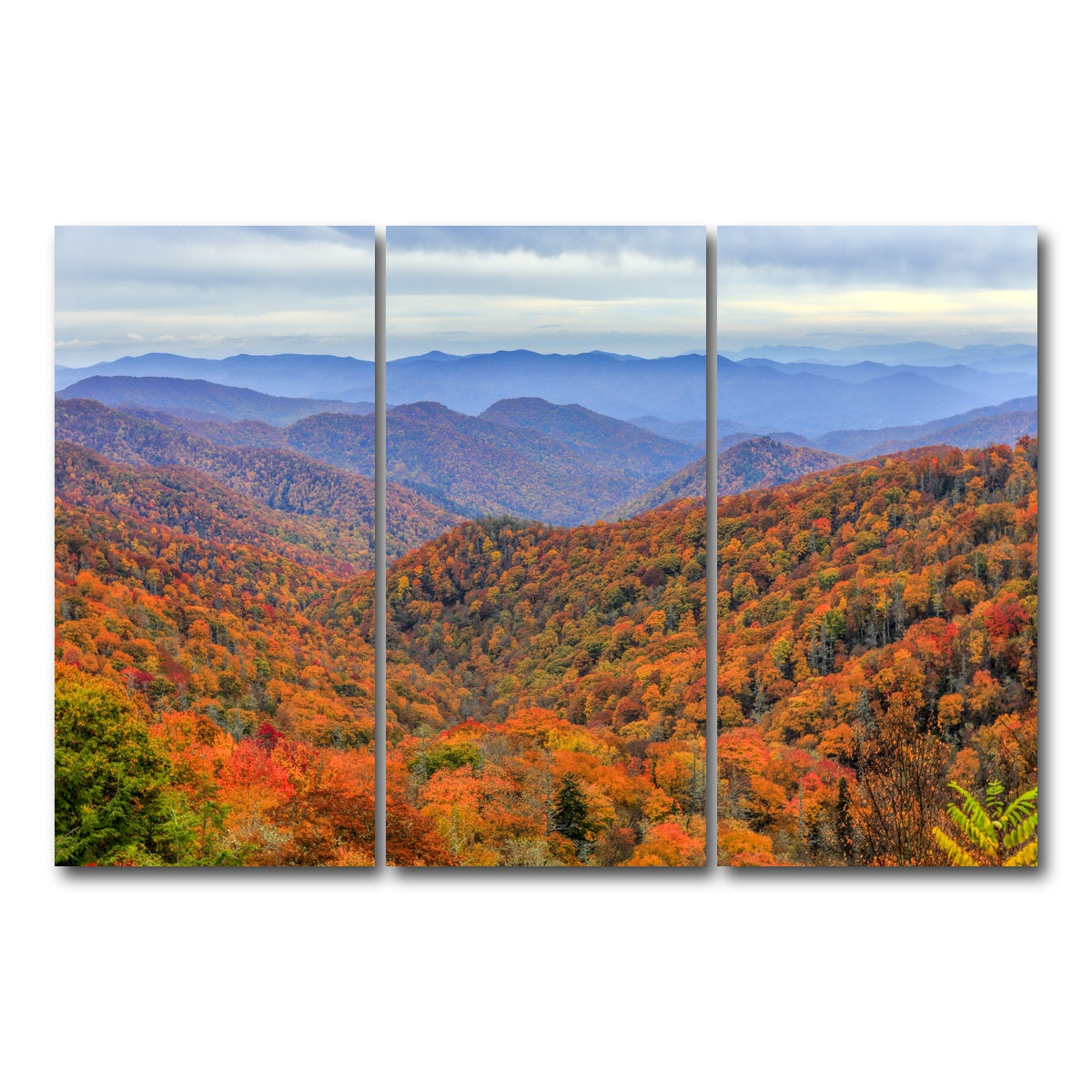 AUTO-MOCKUP WHITE | Great Smoky Mountains Autumn | 3 Piece | Gallery Wrap Canvas | group=12x24