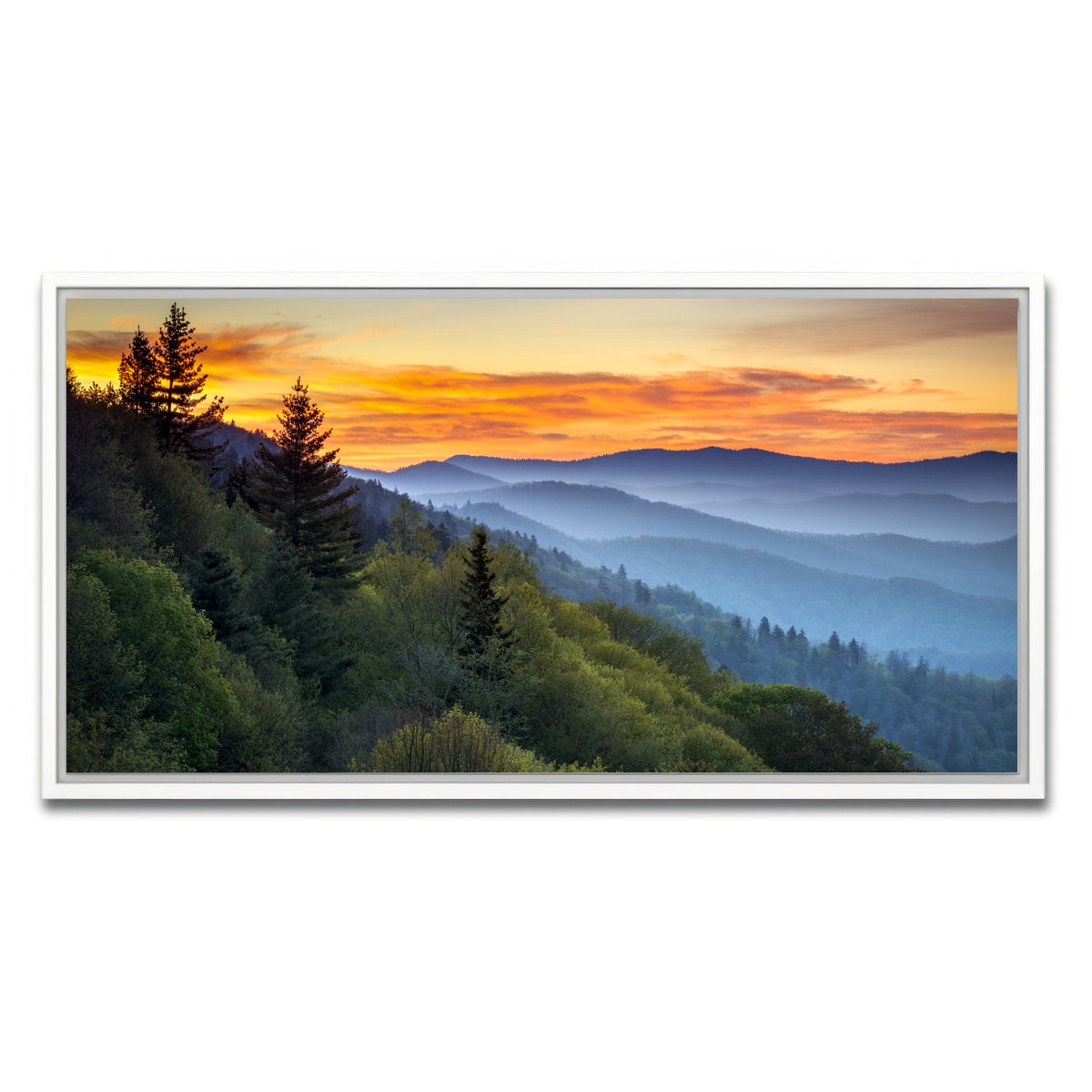 AUTO-MOCKUP WHITE | Great Smoky Mountains | 1 Piece | White Framed Canvas | group=2x1