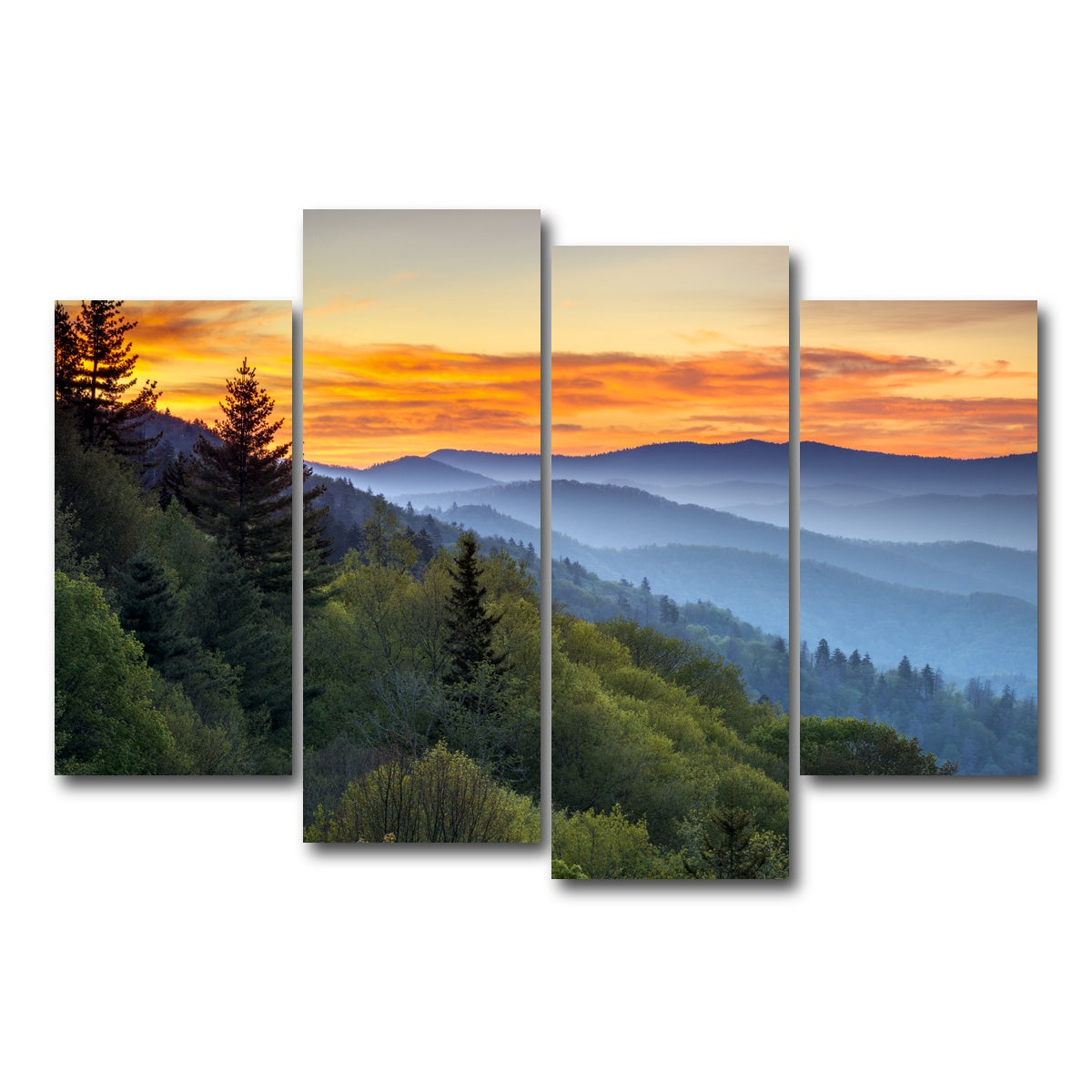 AUTO-MOCKUP WHITE | Great Smoky Mountains | 4 Piece | Gallery Wrap Canvas | group=4_short