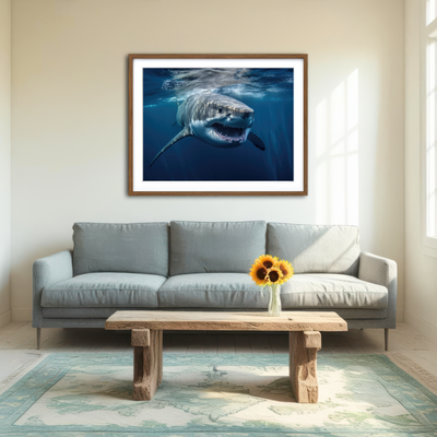 AUTO-MOCKUP ROOM | Great White Close up Wall Art