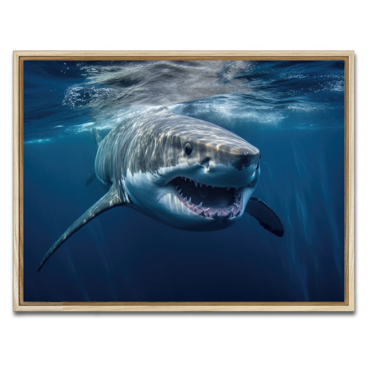 AUTO-MOCKUP WHITE | Great White Close Up | 1 Piece | Natural Framed Canvas | group=4x3