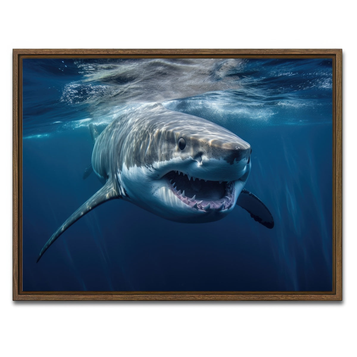 AUTO-MOCKUP WHITE | Great White Close Up | 1 Piece | Walnut Framed Canvas | group=4x3