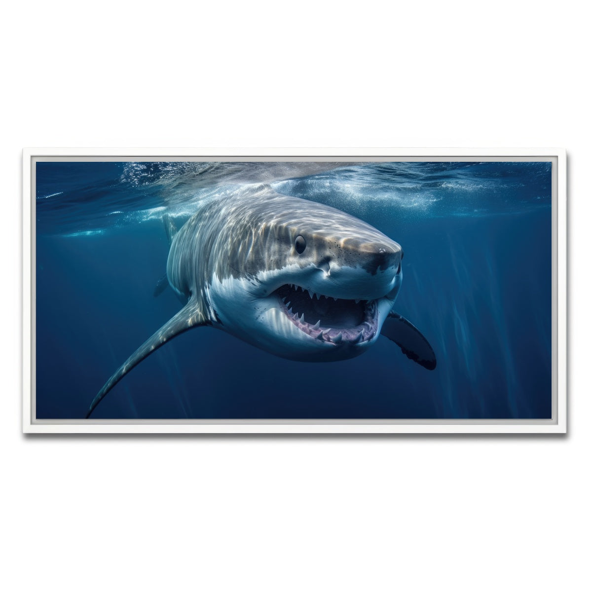 AUTO-MOCKUP WHITE | Great White Close Up | 1 Piece | White Framed Canvas | group=2x1
